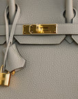 Hermes Birkin 30 Retourne HSS aus Togo Leder mit gelbgoldenen Beschlägen in Gris Tourterelle