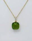 Kette und Anhänger mit 0,04ct TW-si Brillant u. 3,78ct Peridot in 750/18K Gelbgold