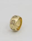 Bvlgari Monologo Ring mit Diamant Besatz in 750/18K Gelbgold Gr. 55