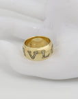 Bvlgari Monologo Ring mit Diamant Besatz in 750/18K Gelbgold Gr. 55