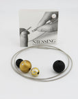 Niessing Schnur mit Kugeln und Brillant in 950`er Platin/18K Gold ca. 43,0 cm