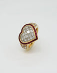 Wempe Herz Ring mi 2,37ct TW-IF Diamant + 1,20ct Rubin 750/18K Gelbgold Gr. 50