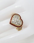 Wempe Herz Ring mi 2,37ct TW-IF Diamant + 1,20ct Rubin 750/18K Gelbgold Gr. 50