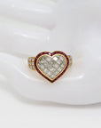 Wempe Herz Ring mi 2,37ct TW-IF Diamant + 1,20ct Rubin 750/18K Gelbgold Gr. 50