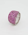 Ring mit 0,05ct W-vs Brillant + 5,20ct pinke Saphire in 750/18K Weißgold Gr. 55