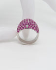 Ring mit 0,05ct W-vs Brillant + 5,20ct pinke Saphire in 750/18K Weißgold Gr. 55