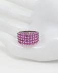 Ring mit 0,05ct W-vs Brillant + 5,20ct pinke Saphire in 750/18K Weißgold Gr. 55