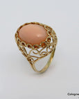 Ring mit Engelshautkoralle in 585/14K Gelbgold Gr. 55