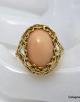 Ring mit Engelshautkoralle in 585/14K Gelbgold Gr. 55