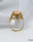 Ring mit Engelshautkoralle in 585/14K Gelbgold Gr. 55