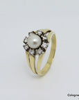 Ring mit Ø 6,0 mm Zuchtperle + ca. 0,24ct W-si Brillant in 585/14K Weiß-/Gelbgold Gr. 59