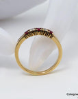 Ring mit ca. 0,10ct TW-vs Brillant und ca. 0,15 Rubin in 750/18K Gelbgold Gr. 60