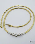 Collier im Verlauf mit ca. 0,26ct W-si Brillant in 750/18K Weiß-/Gelbgold