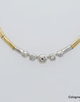 Collier im Verlauf mit ca. 0,26ct W-si Brillant in 750/18K Weiß-/Gelbgold