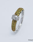 25ct W-si Brillant und gelbe Saphire in 750/18K Weißgold Gr. 55
