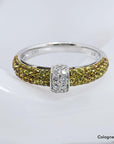 25ct W-si Brillant und gelbe Saphire in 750/18K Weißgold Gr. 55