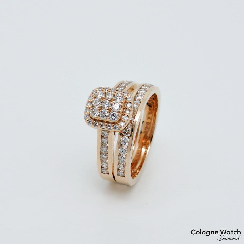 Ring Memoirering Doppelring mit 1,02ct TW-si Brillant in 585/14K Rosegold Gr. 53