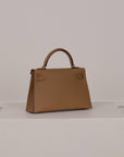 Hermès Mini Kelly aus Epsom Leder mit Palladium Beschlägen in Biscuit