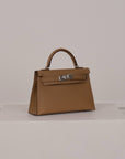 Hermès Mini Kelly aus Epsom Leder mit Palladium Beschlägen in Biscuit