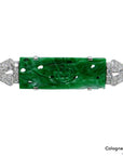 Brosche mit Handgeschnitzter Jade und Diamant Besatz in 585/14K Weißgold