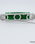 Brosche mit Handgeschnitzter Jade und Diamant Besatz in 585/14K Weißgold