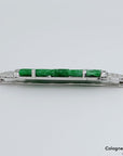 Brosche mit Handgeschnitzter Jade und Diamant Besatz in 585/14K Weißgold