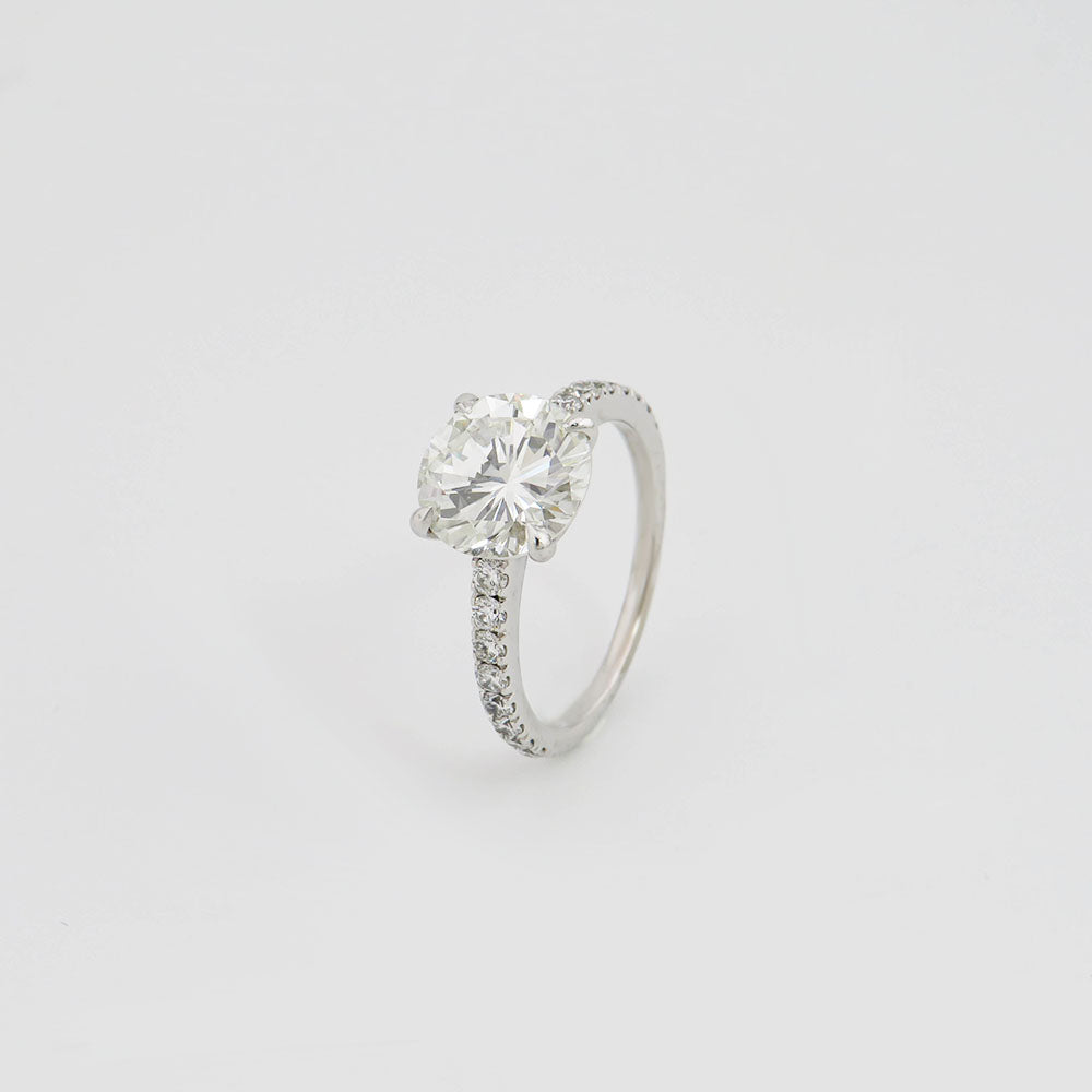 Solitär Ring mit 3,54ct I-si2 + 0,32ct Brillant in 750/18K Weißgold Gr. 56 / DPL