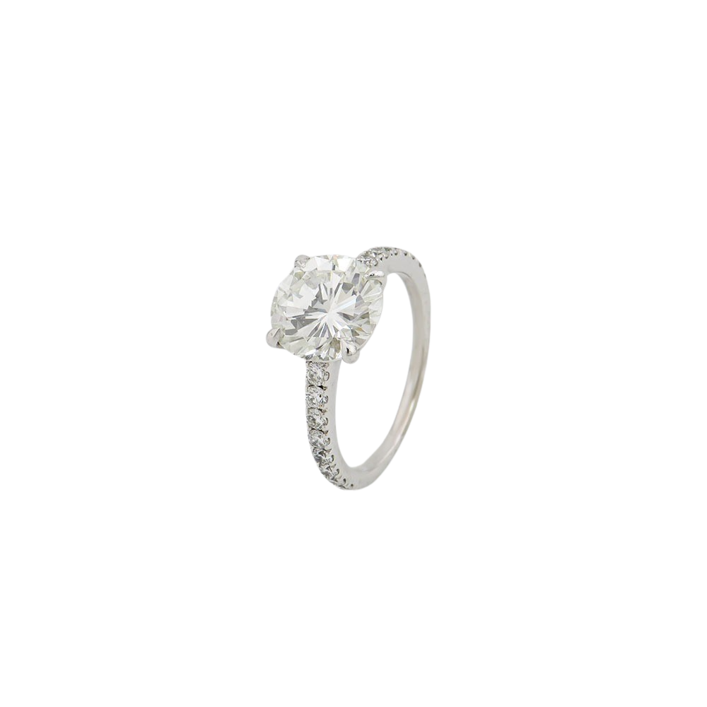 Solitär Ring mit 3,54ct I-si2 + 0,32ct Brillant in 750/18K Weißgold Gr. 56 / DPL