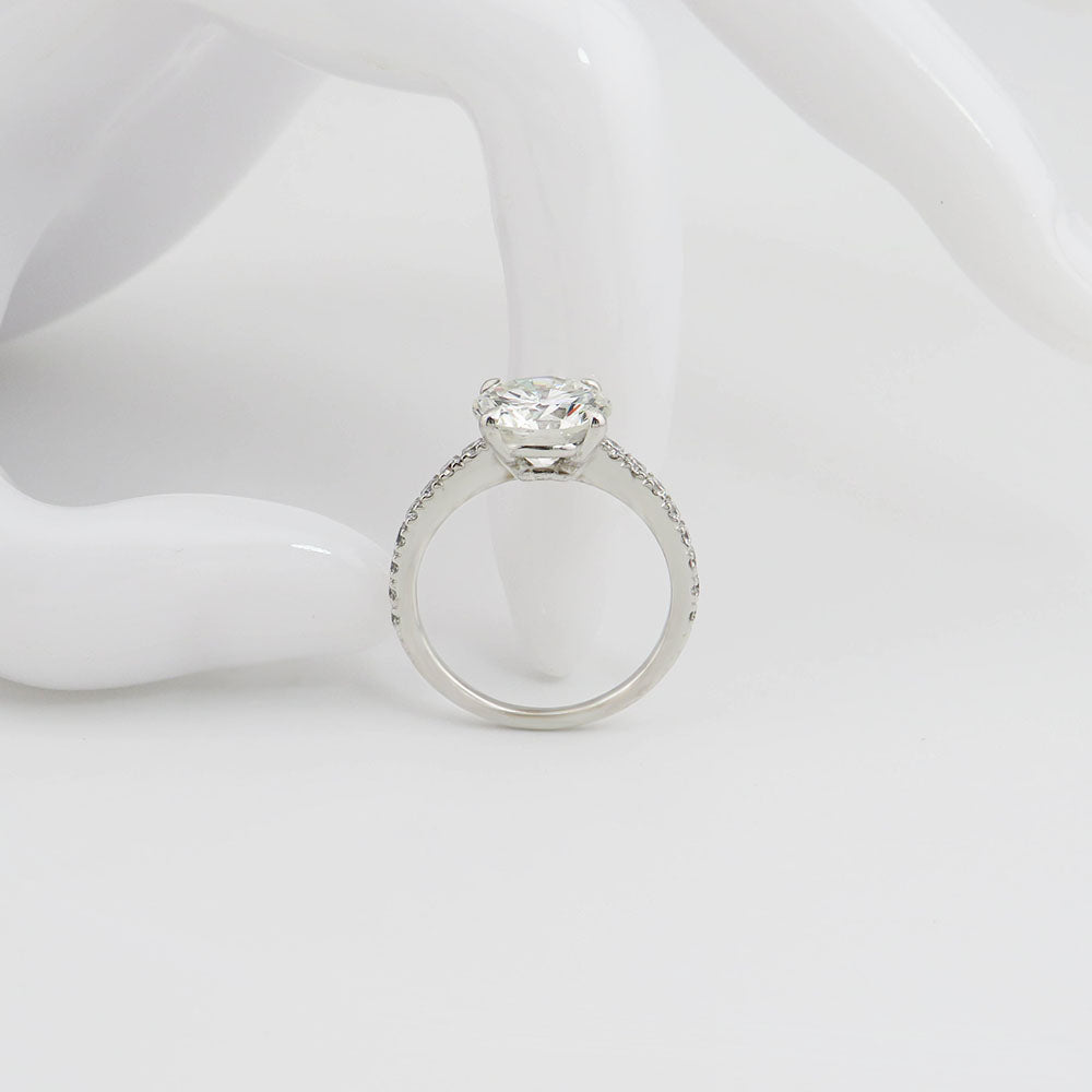 Solitär Ring mit 3,54ct I-si2 + 0,32ct Brillant in 750/18K Weißgold Gr. 56 / DPL