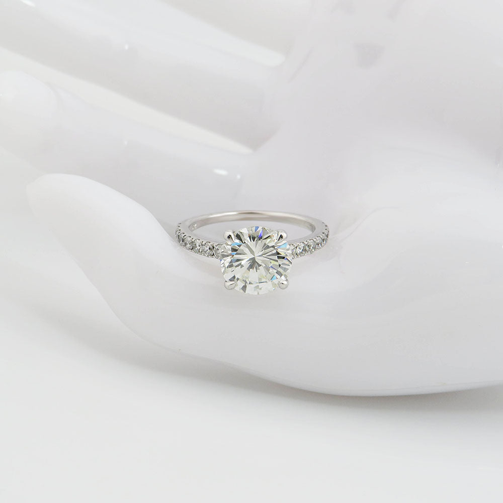 Solitär Ring mit 3,54ct I-si2 + 0,32ct Brillant in 750/18K Weißgold Gr. 56 / DPL