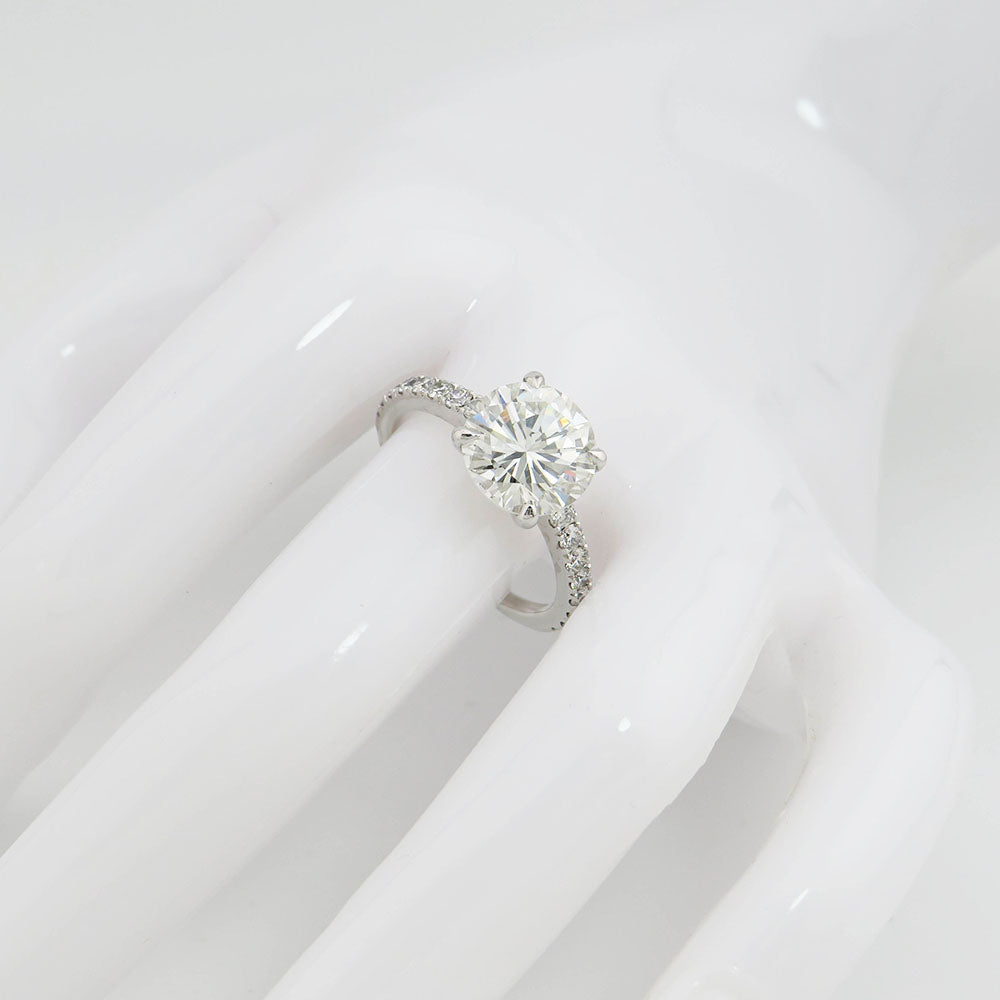 Solitär Ring mit 3,54ct I-si2 + 0,32ct Brillant in 750/18K Weißgold Gr. 56 / DPL