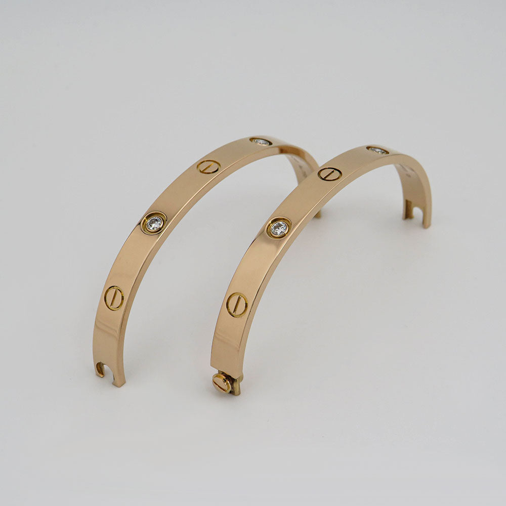 Cartier Love Armreif klassisches Modell mit 4 Diamanten 750/18K Rosegold Gr. 18