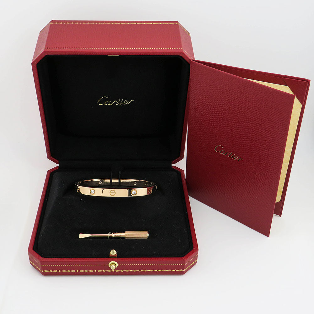 Cartier Love Armreif klassisches Modell mit 4 Diamanten 750/18K Rosegold Gr. 18