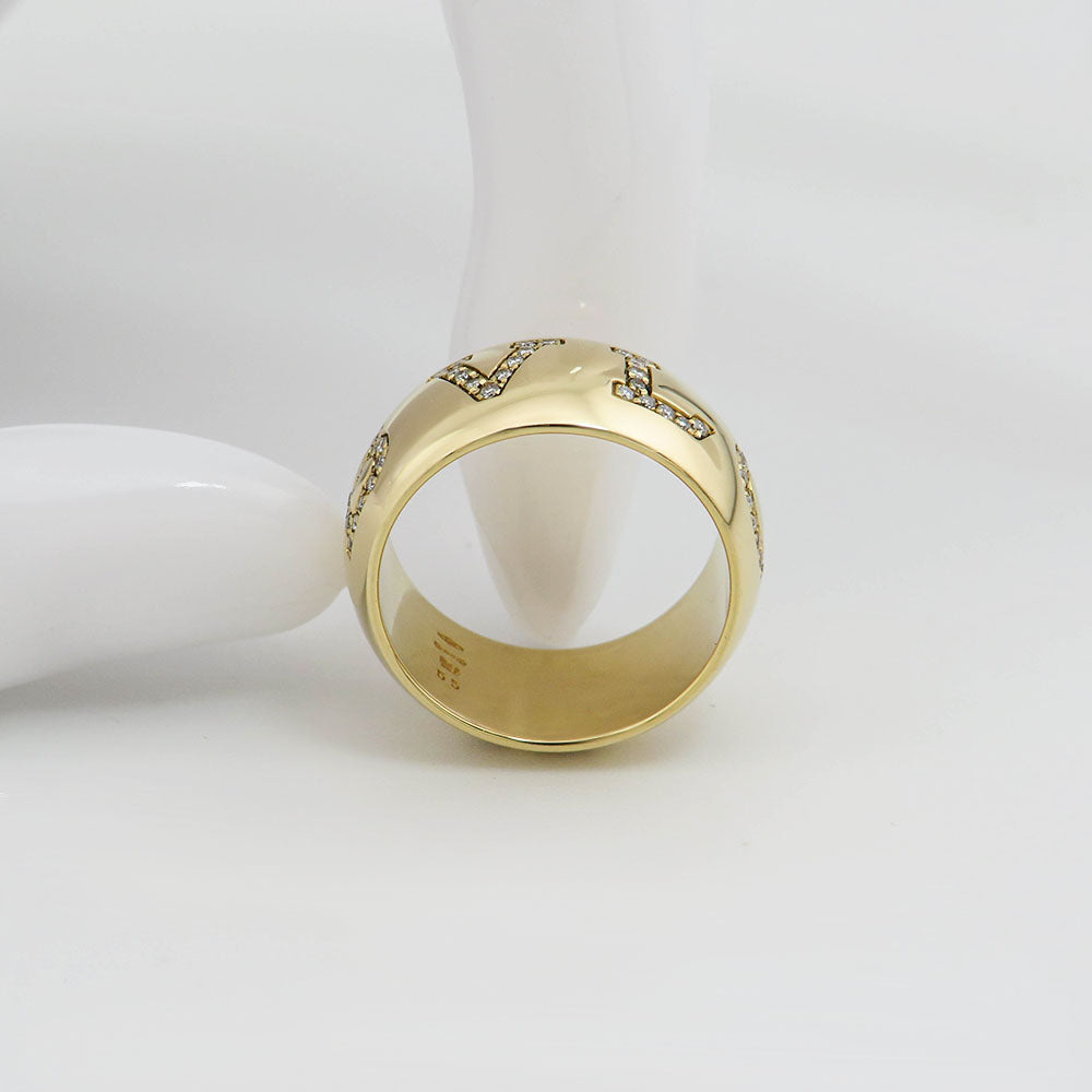 Bvlgari Monologo Ring mit Diamant Besatz in 750/18K Gelbgold Gr. 55
