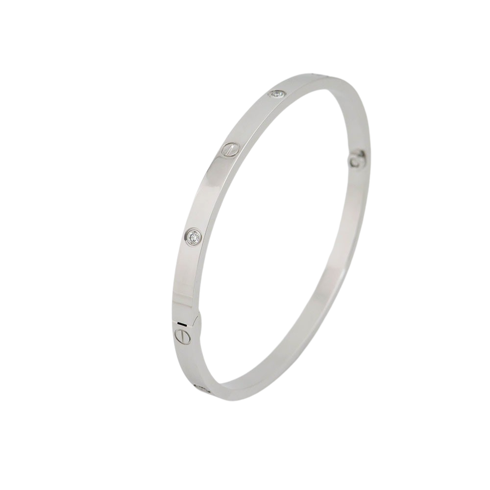 Cartier Love Armreif kleines Modell mit 6 Diamanten 750/18K Weißgold Gr. 17