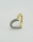 Ring Herzring in 750/18K Gelbgold Platin Massiv Handgefertigt Gr. 56