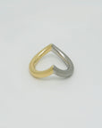 Ring Herzring in 750/18K Gelbgold Platin Massiv Handgefertigt Gr. 56