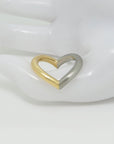 Ring Herzring in 750/18K Gelbgold Platin Massiv Handgefertigt Gr. 56