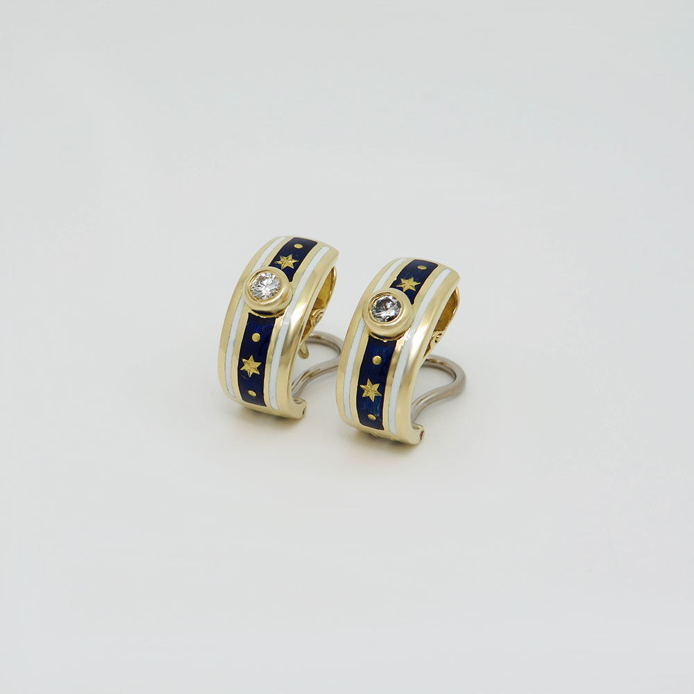 Faberge Ohrringe Clipstecker mit 0,16ct Brillant in 750/18K Gelbgold Limitiert