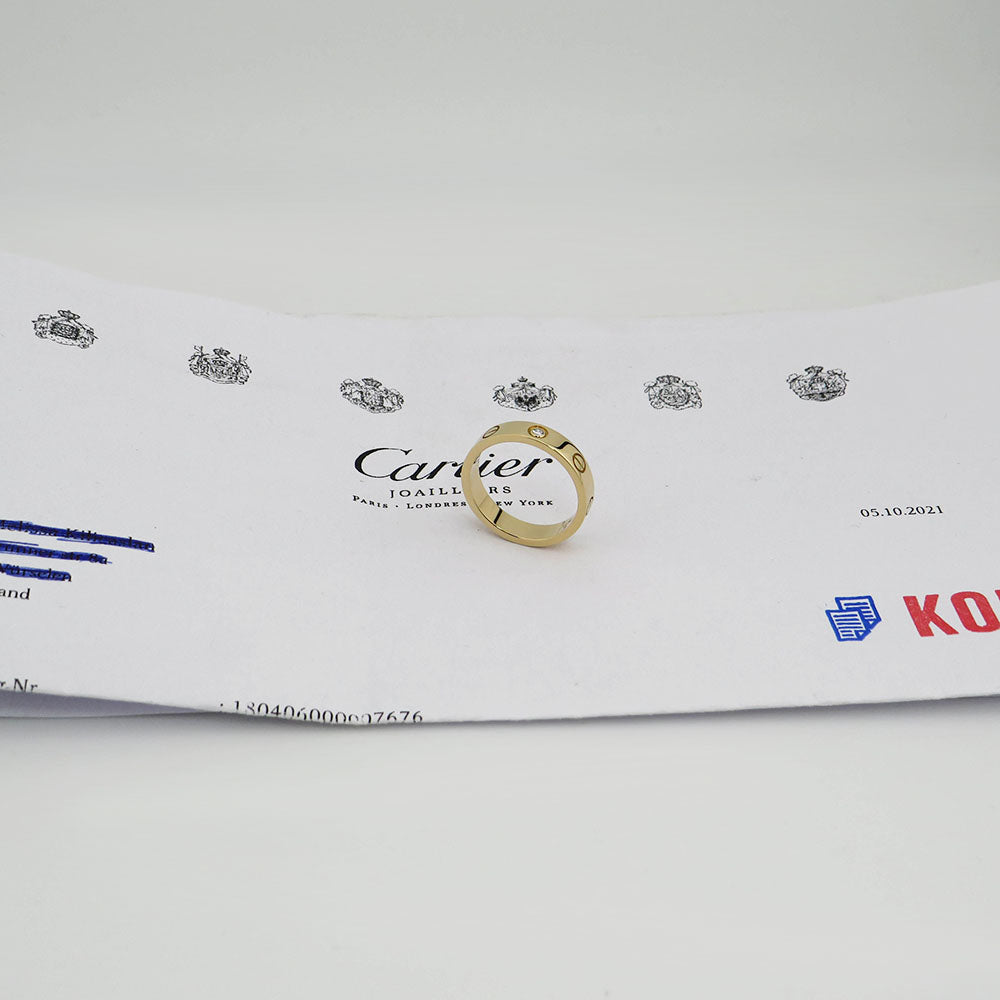 Cartier Love Ring, kleines Modell mit einem Diamanten in 750/18K Gelbgold Gr. 51