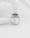 Bulgari Tronchetto Ring mit Blautopas in 750/18K Weißgold Gr. 52 mit Box