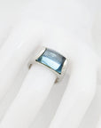 Bulgari Tronchetto Ring mit Blautopas in 750/18K Weißgold Gr. 52 mit Box