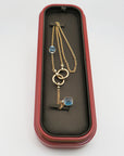 Pomellato Nudo Collier mit Blautopas und 0,10ct Diamant in 750/18K Rosegold 45cm