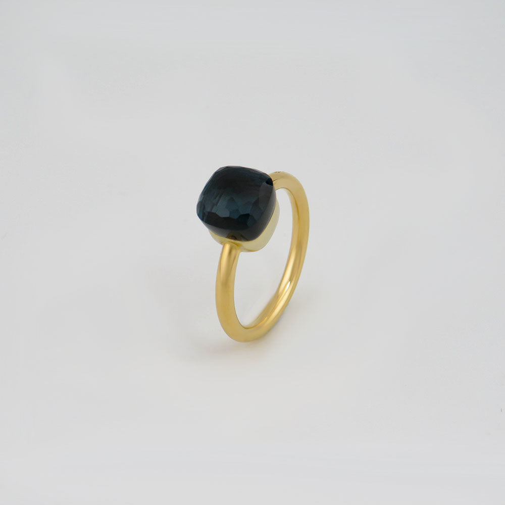 Pomellato Nudo Petit Ring mit London blue Topas in 750/18K Rosegold Gr. 53