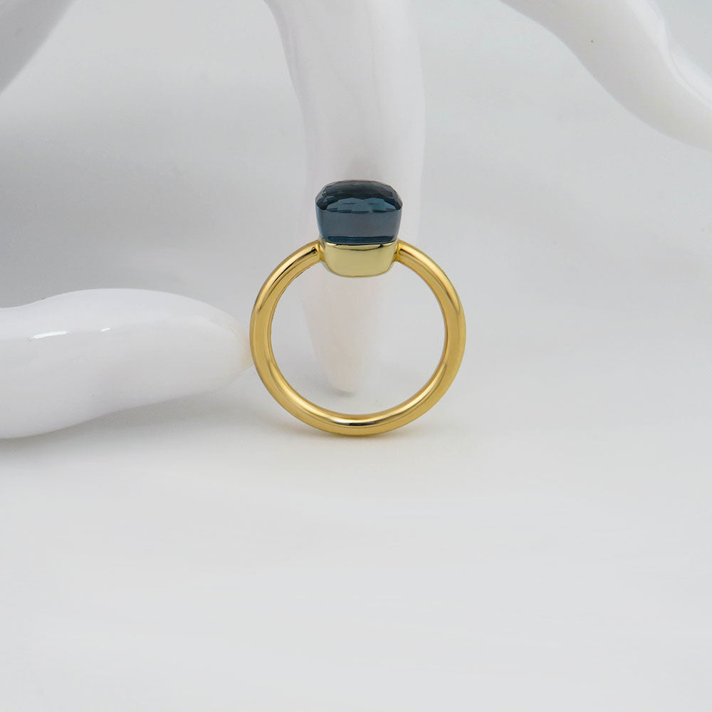 Pomellato Nudo Petit Ring mit London blue Topas in 750/18K Rosegold Gr. 53