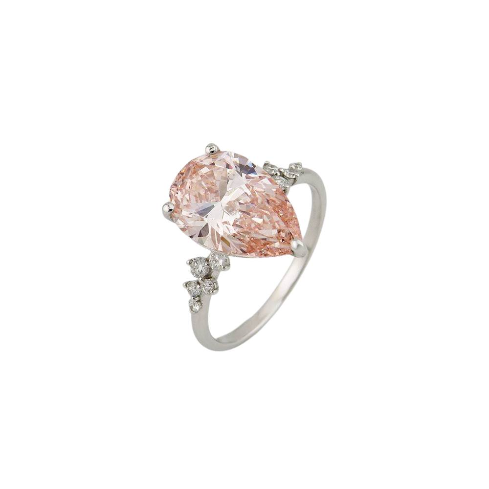 Ring mit 4,00ct pink-vs2 Dia. + 0,20ct E-vs Brillant 585/14K Weißgold Lab. Grown