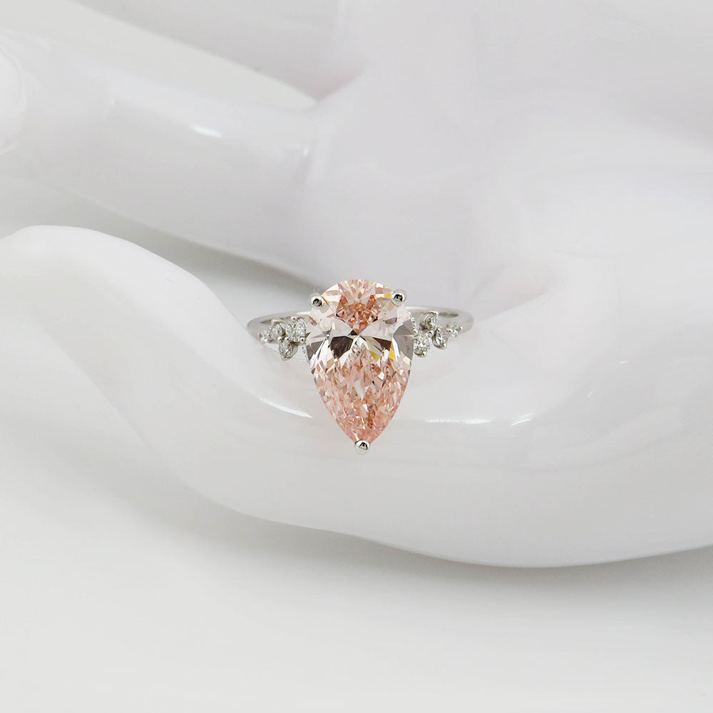 Ring mit 4,00ct pink-vs2 Dia. + 0,20ct E-vs Brillant 585/14K Weißgold Lab. Grown