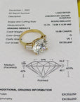 Ring mit 10,08ct G-vs1 Brillant+ 1,40ct G-vs Diamant 750/18K Gelbgold Lab. Grown