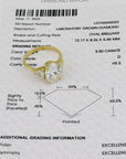 Ring mit 3,50ct D-vs2 + 0,88ct D-vs Diamant in 750/18K Gelbgold Lab. Grown