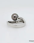 Ring mit Tahitiperle Ø 8,3 mm und 0,25ct W-si Diamant in 750/18K Weißgold Gr. 54